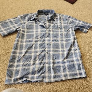 George Men's Casual Light Blue and White Checkered Shirt